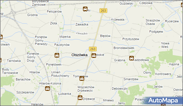 mapa Głębokie gmina Olszówka, Głębokie gmina Olszówka na mapie Targeo