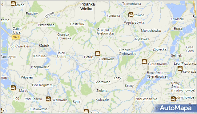 mapa Głębowice gmina Osiek, Głębowice gmina Osiek na mapie Targeo