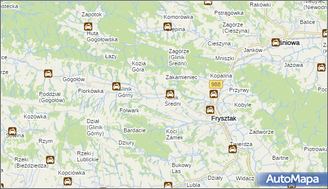 mapa Glinik Średni, Glinik Średni na mapie Targeo