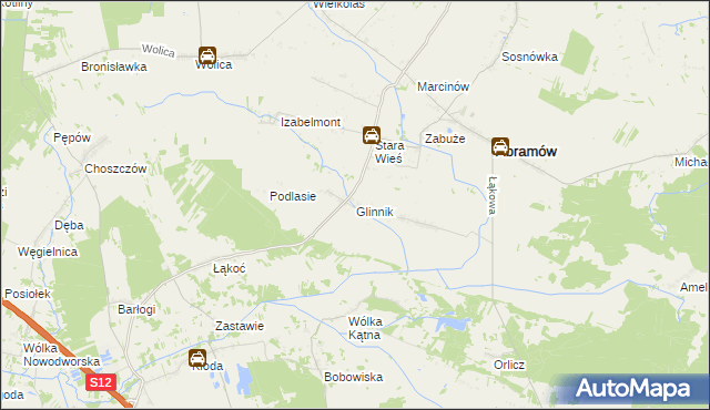 mapa Glinnik gmina Abramów, Glinnik gmina Abramów na mapie Targeo