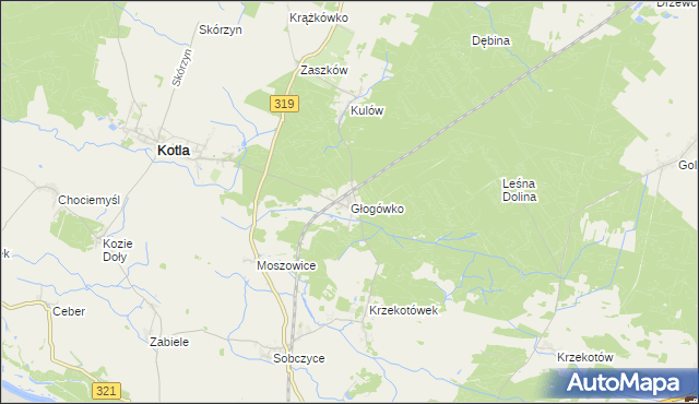 mapa Głogówko gmina Kotla, Głogówko gmina Kotla na mapie Targeo