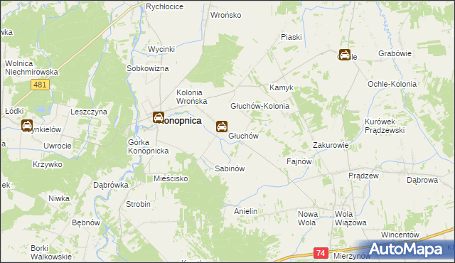 mapa Głuchów gmina Konopnica, Głuchów gmina Konopnica na mapie Targeo