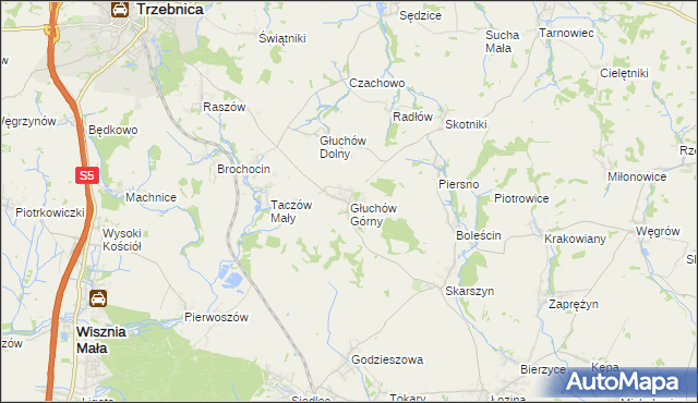 mapa Głuchów Górny, Głuchów Górny na mapie Targeo