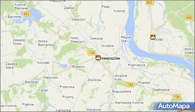 mapa Gniewoszów powiat kozienicki, Gniewoszów powiat kozienicki na mapie Targeo