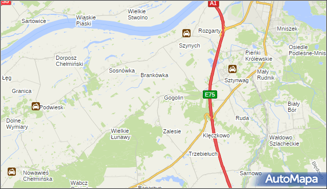 mapa Gogolin gmina Grudziądz, Gogolin gmina Grudziądz na mapie Targeo