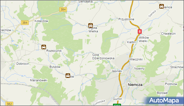 mapa Gola Dzierżoniowska, Gola Dzierżoniowska na mapie Targeo