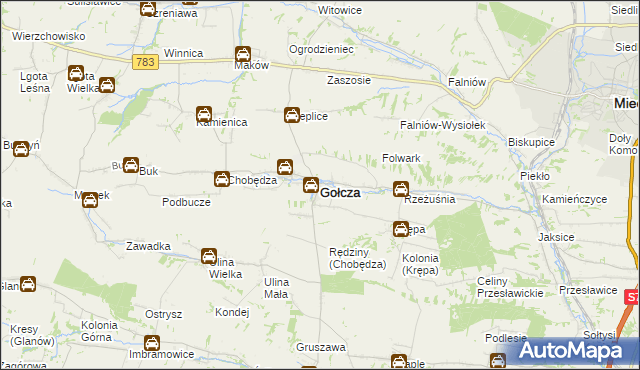 mapa Gołcza, Gołcza na mapie Targeo