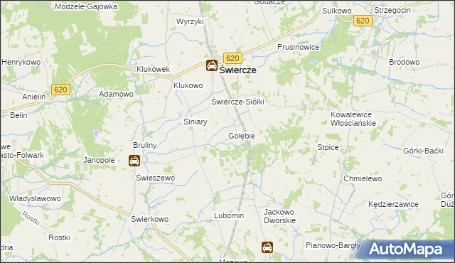 mapa Gołębie gmina Świercze, Gołębie gmina Świercze na mapie Targeo