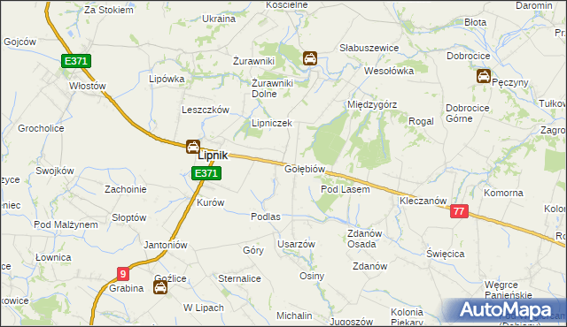 mapa Gołębiów gmina Lipnik, Gołębiów gmina Lipnik na mapie Targeo