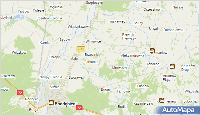 mapa Golice gmina Poddębice, Golice gmina Poddębice na mapie Targeo