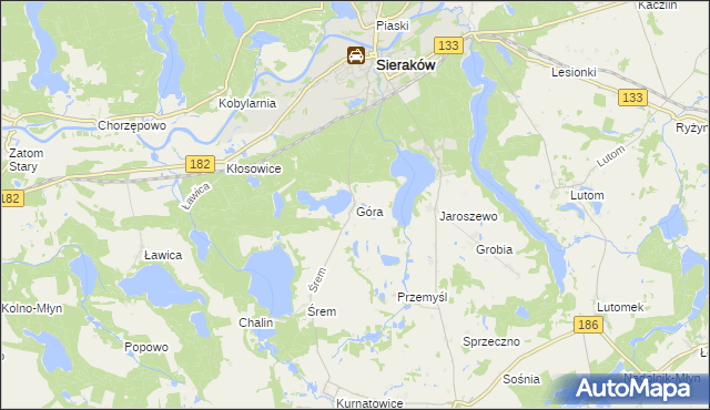 mapa Góra gmina Sieraków, Góra gmina Sieraków na mapie Targeo