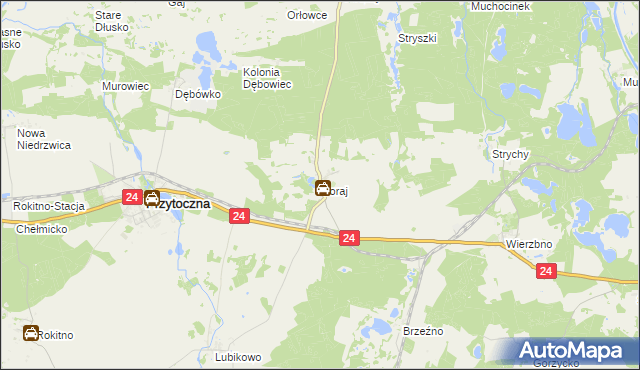 mapa Goraj gmina Przytoczna, Goraj gmina Przytoczna na mapie Targeo