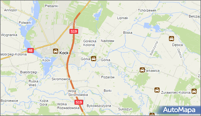 mapa Górka gmina Kock, Górka gmina Kock na mapie Targeo