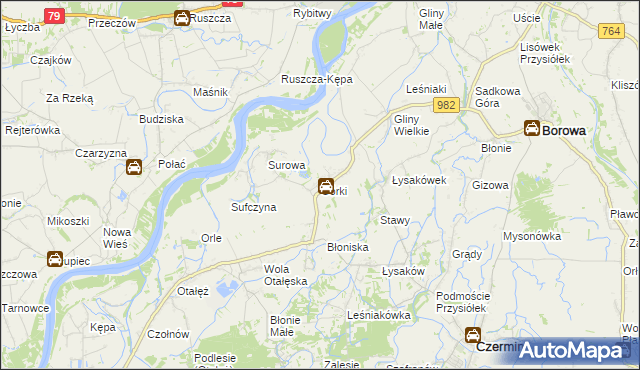 mapa Górki gmina Borowa, Górki gmina Borowa na mapie Targeo