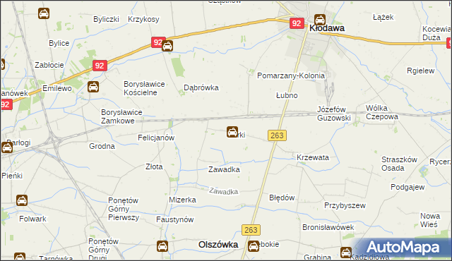 mapa Górki gmina Kłodawa, Górki gmina Kłodawa na mapie Targeo