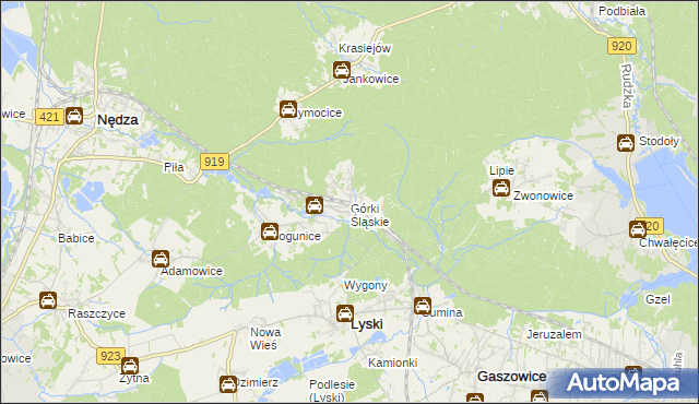 mapa Górki Śląskie, Górki Śląskie na mapie Targeo