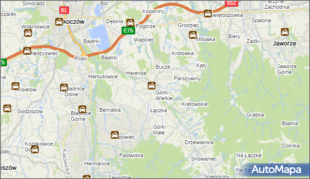 mapa Górki Wielkie, Górki Wielkie na mapie Targeo