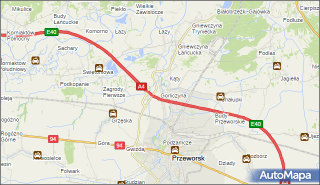 mapa Gorliczyna, Gorliczyna na mapie Targeo