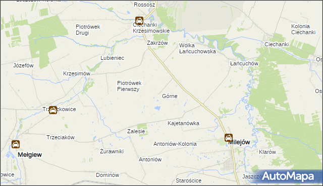 mapa Górne gmina Milejów, Górne gmina Milejów na mapie Targeo