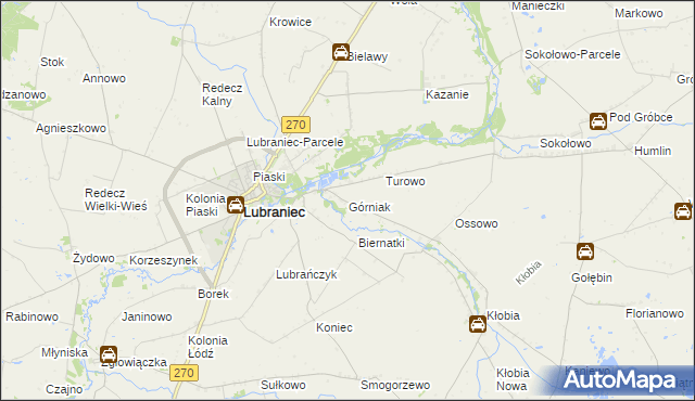 mapa Górniak gmina Lubraniec, Górniak gmina Lubraniec na mapie Targeo