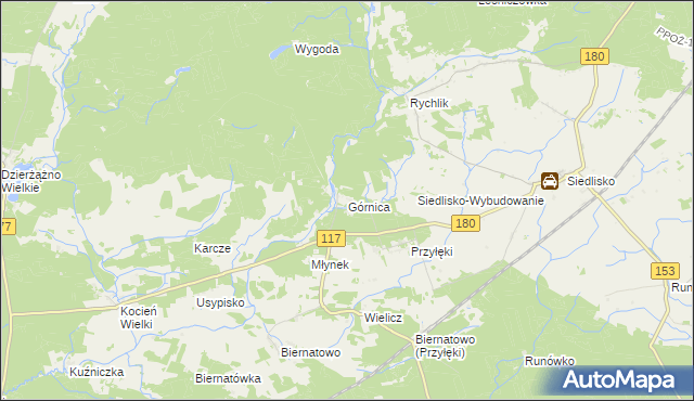 mapa Górnica gmina Trzcianka, Górnica gmina Trzcianka na mapie Targeo