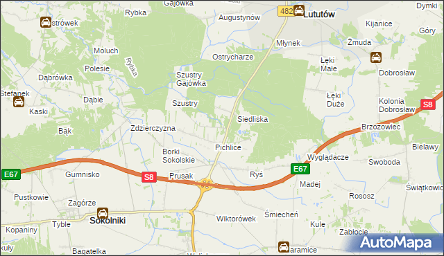 mapa Góry gmina Sokolniki, Góry gmina Sokolniki na mapie Targeo