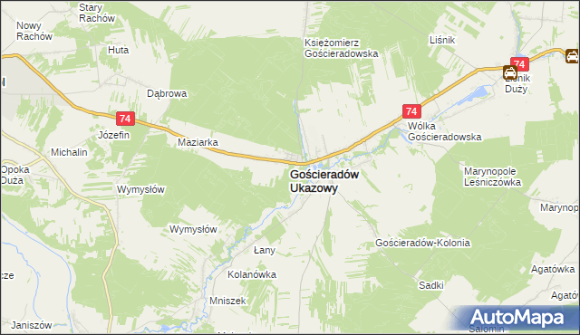 mapa Gościeradów Ukazowy, Gościeradów Ukazowy na mapie Targeo