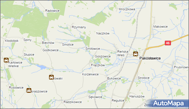 mapa Goszowice, Goszowice na mapie Targeo