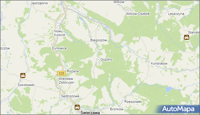 mapa Gozdno, Gozdno na mapie Targeo