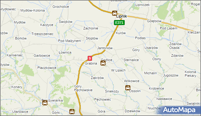 mapa Goźlice, Goźlice na mapie Targeo