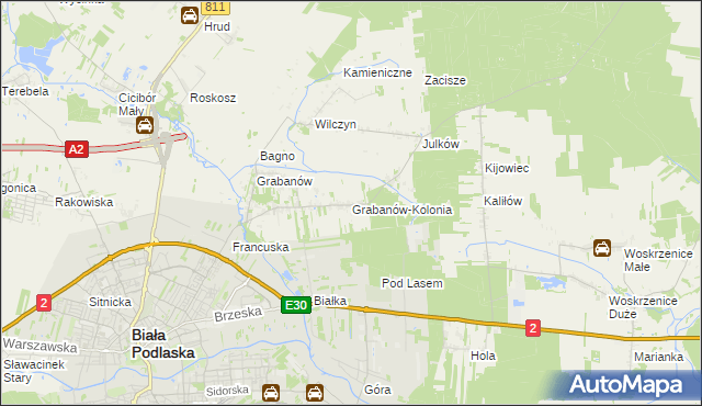 mapa Grabanów-Kolonia, Grabanów-Kolonia na mapie Targeo