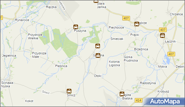 mapa Grabina gmina Biała, Grabina gmina Biała na mapie Targeo