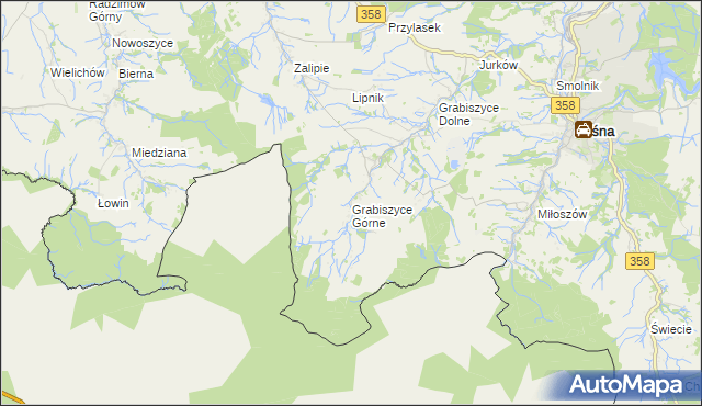 mapa Grabiszyce Górne, Grabiszyce Górne na mapie Targeo