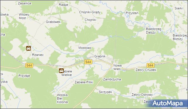 mapa Grabnik gmina Olszewo-Borki, Grabnik gmina Olszewo-Borki na mapie Targeo