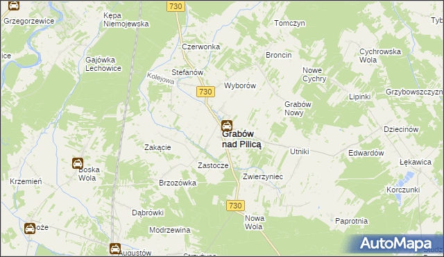 mapa Grabów nad Pilicą, Grabów nad Pilicą na mapie Targeo