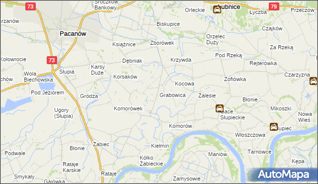 mapa Grabowica gmina Pacanów, Grabowica gmina Pacanów na mapie Targeo