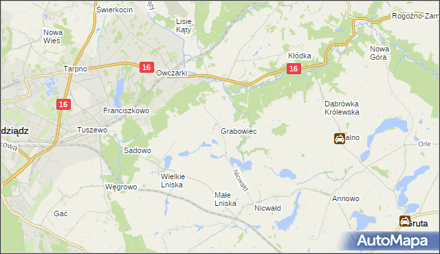 mapa Grabowiec gmina Grudziądz, Grabowiec gmina Grudziądz na mapie Targeo