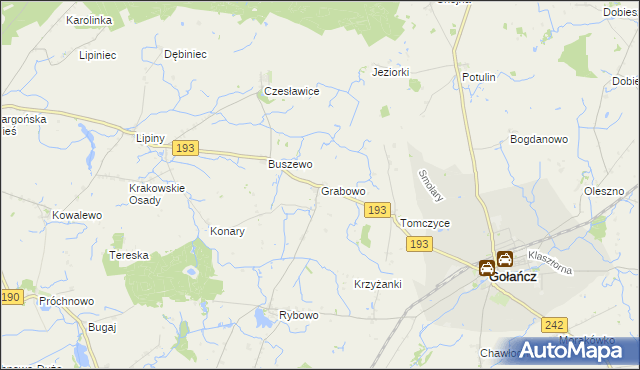 mapa Grabowo gmina Gołańcz, Grabowo gmina Gołańcz na mapie Targeo