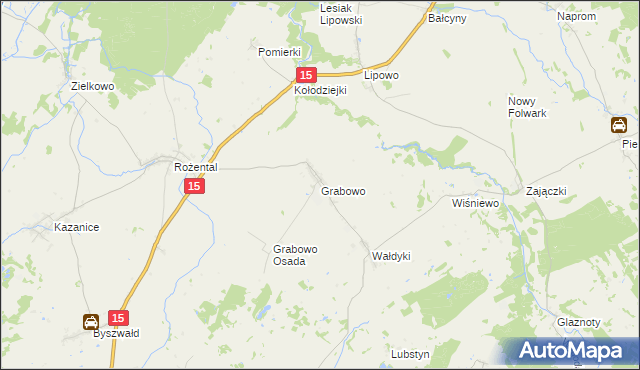 mapa Grabowo gmina Lubawa, Grabowo gmina Lubawa na mapie Targeo