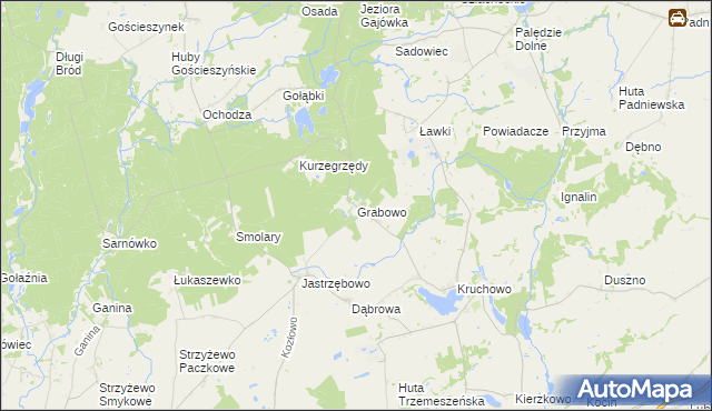 mapa Grabowo gmina Trzemeszno, Grabowo gmina Trzemeszno na mapie Targeo