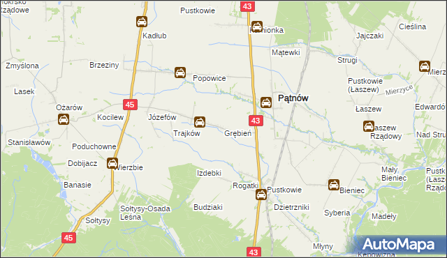 mapa Grębień, Grębień na mapie Targeo