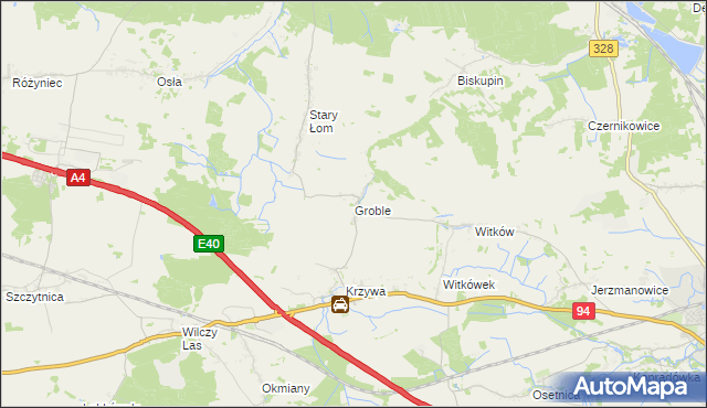 mapa Groble gmina Chojnów, Groble gmina Chojnów na mapie Targeo