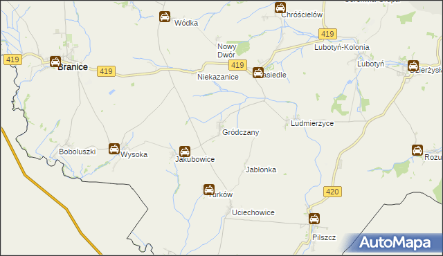 mapa Gródczany, Gródczany na mapie Targeo