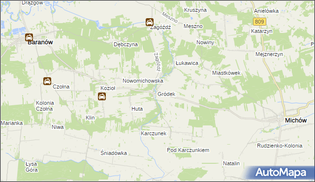 mapa Gródek gmina Baranów, Gródek gmina Baranów na mapie Targeo