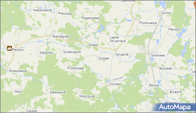 mapa Gródek gmina Wołów, Gródek gmina Wołów na mapie Targeo