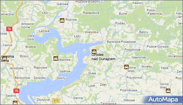 mapa Gródek nad Dunajcem, Gródek nad Dunajcem na mapie Targeo