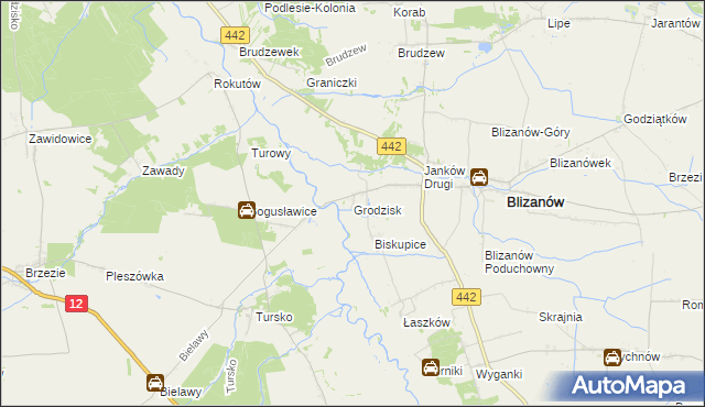 mapa Grodzisk gmina Blizanów, Grodzisk gmina Blizanów na mapie Targeo