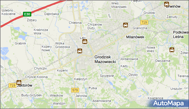 mapa Grodzisk Mazowiecki, Grodzisk Mazowiecki na mapie Targeo