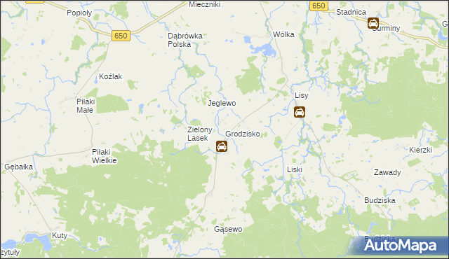 mapa Grodzisko gmina Banie Mazurskie, Grodzisko gmina Banie Mazurskie na mapie Targeo