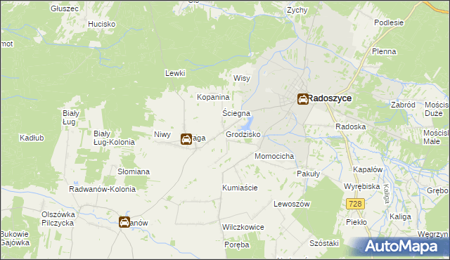 mapa Grodzisko gmina Radoszyce, Grodzisko gmina Radoszyce na mapie Targeo